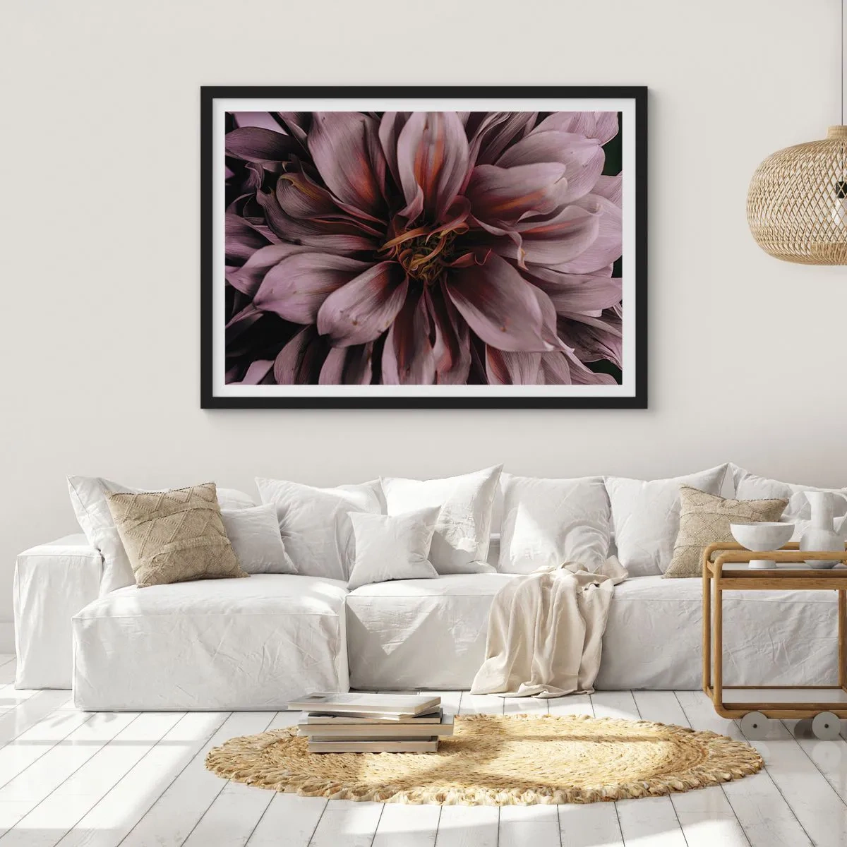 Plakát v černém rámu - Květinové srdce - 70x50 cm