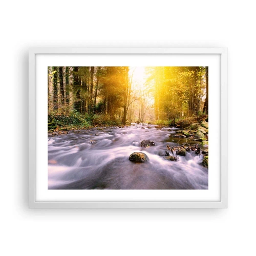 Plakát v bílém rámu - Malachit ve stříbrně-zlaté podobě - 50x40 cm