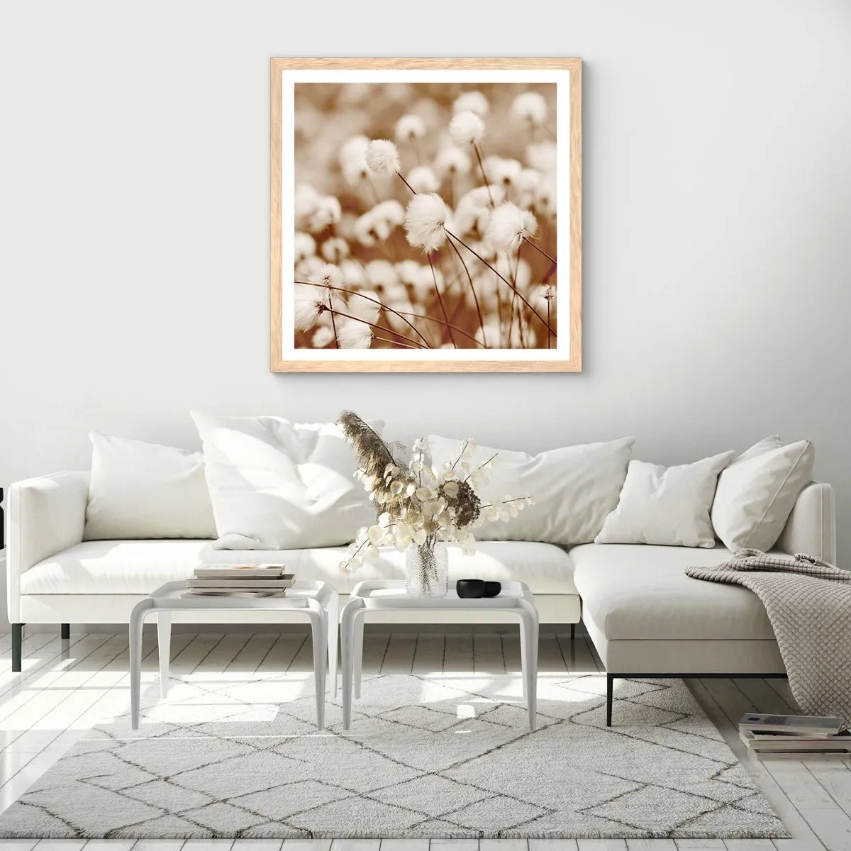 Plakát v rámu světlý dub - Chlupatý lán - 40x40 cm