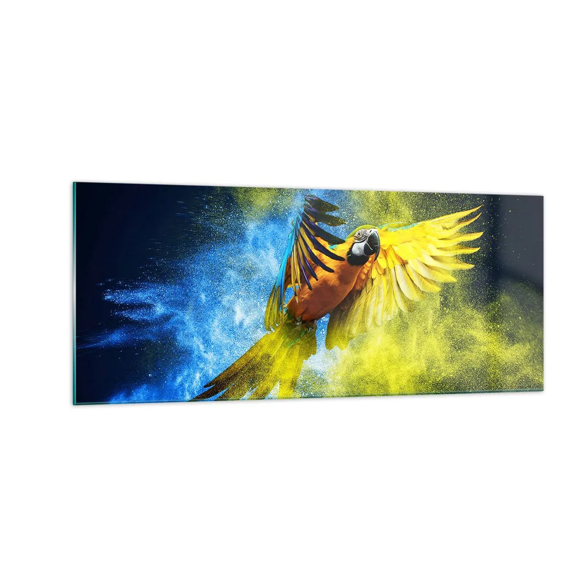 Obraz na skle - V modro-zlatém prachu - 100x40 cm