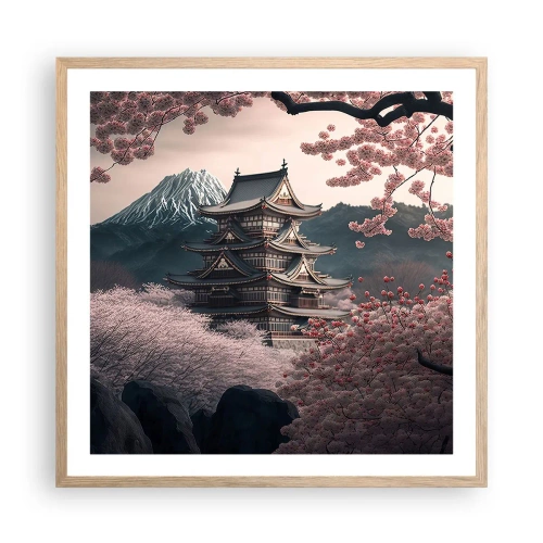 Plakát v rámu světlý dub - Země kvetoucích třešní - 60x60 cm