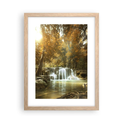 Plakát v rámu světlý dub - Parkový vodopád - 30x40 cm