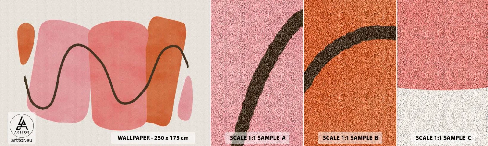 Fototapeta Vzorek Standard Eco - Jemný pohyb forem - Abstrakce, Minimalismus, Pastel - 100x30 cm