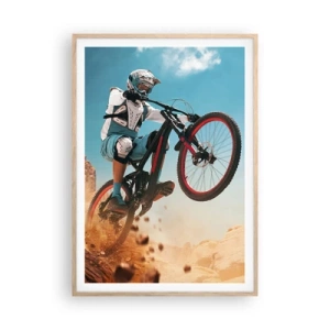 Plakát v rámu světlý dub - Cyklistický démon šílenství - 70x100 cm