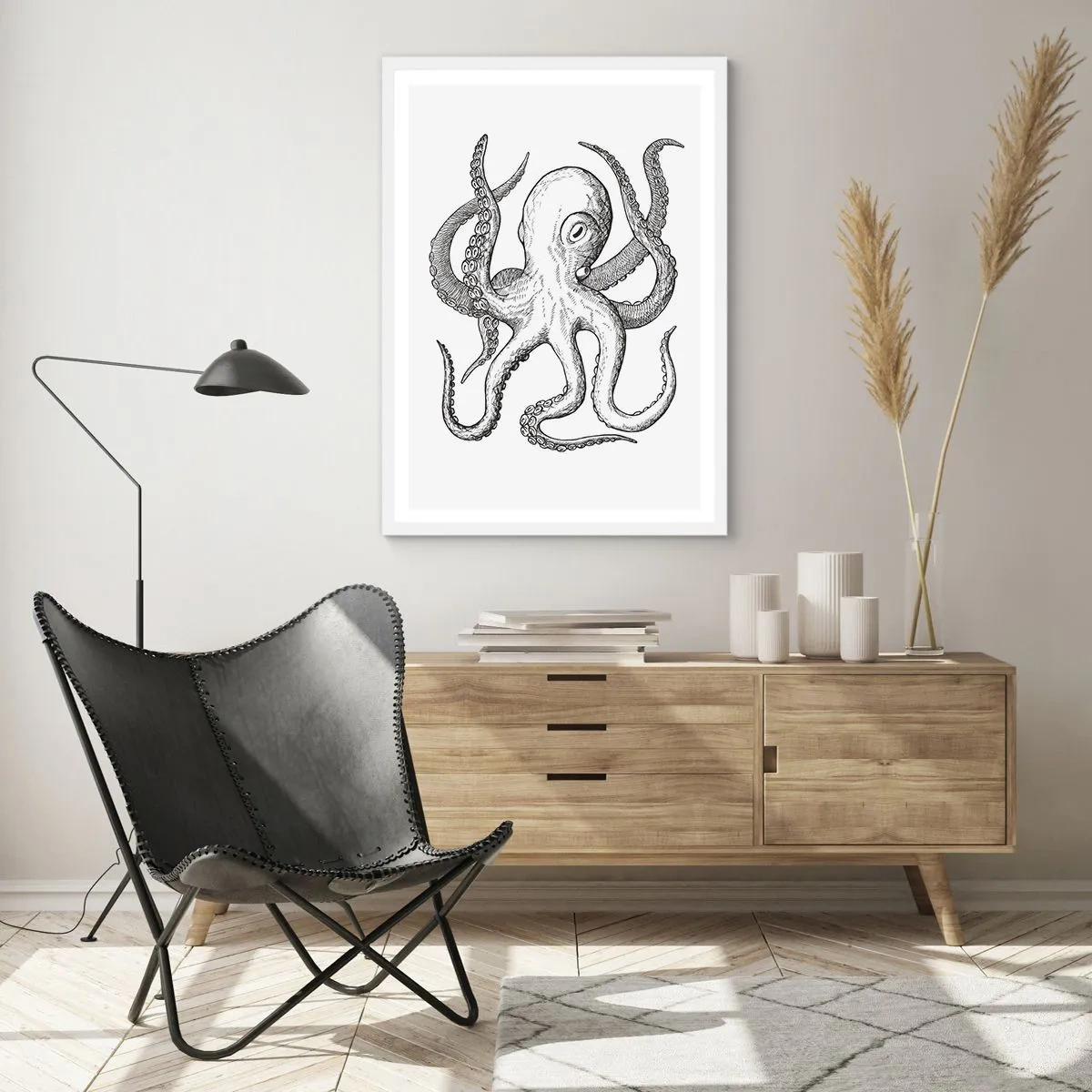 Plakát v bílém rámu - Tančící s vlnami - 70x100 cm