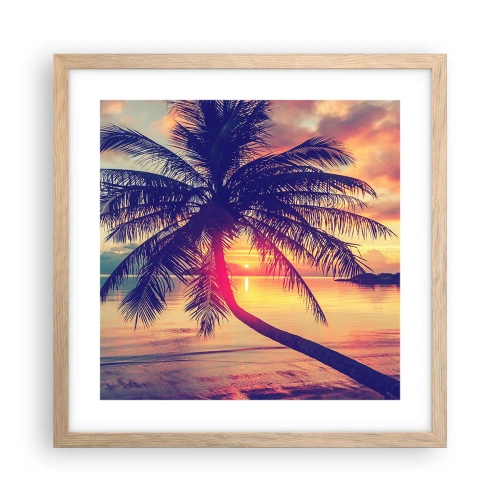 Plakát v rámu světlý dub - Večer pod palmami - 40x40 cm
