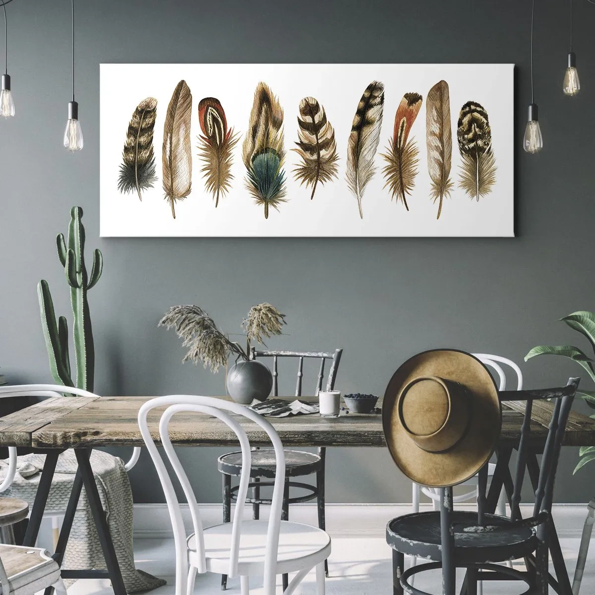 Obraz na plátně - Opeřená variace - 100x40 cm