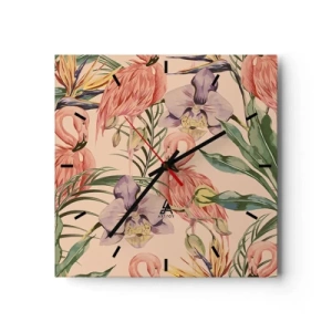 Nástěnné hodiny - Růžový balet v květech - 30x30 cm