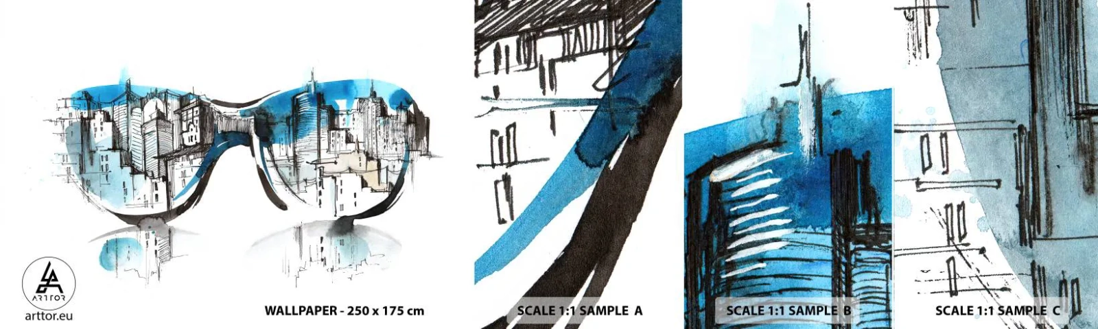 Fototapeta Vzorek Standard Eco - Velkoměstská elegance - Abstrakce, Brýle, Architektura - 100x30 cm