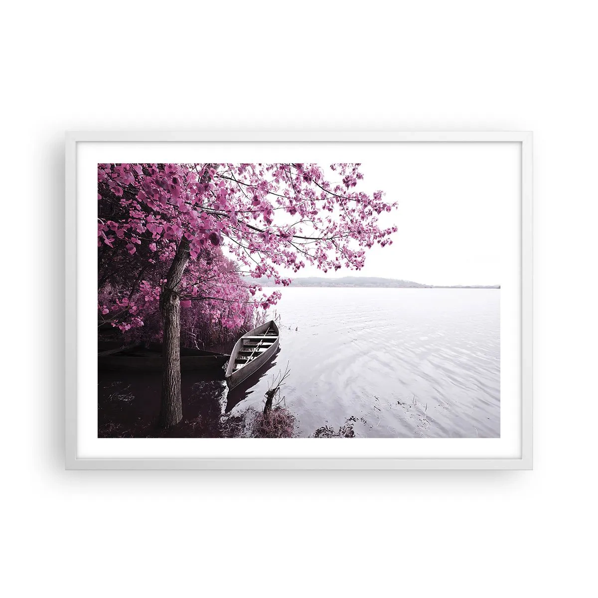 Plakát v bílém rámu - V růžovém tichu - 70x50 cm