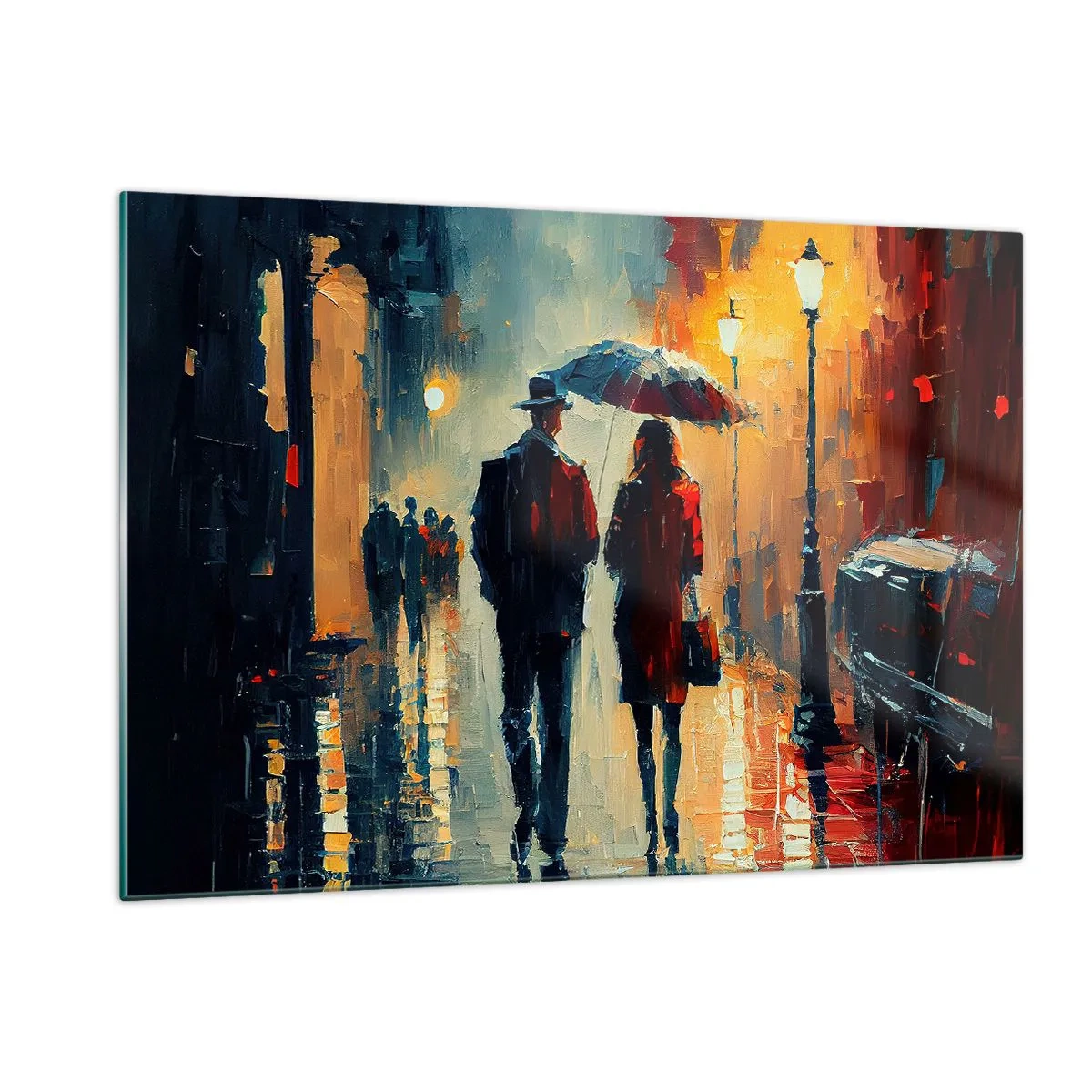Obraz na skle - Městská love story - 120x80 cm