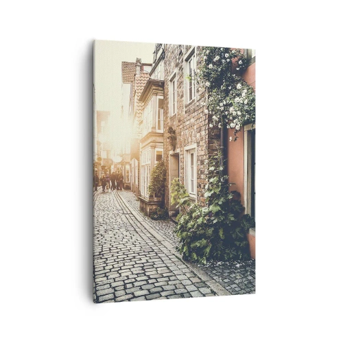 Obraz na plátně - Růžová ulička v růžové září - 70x100 cm