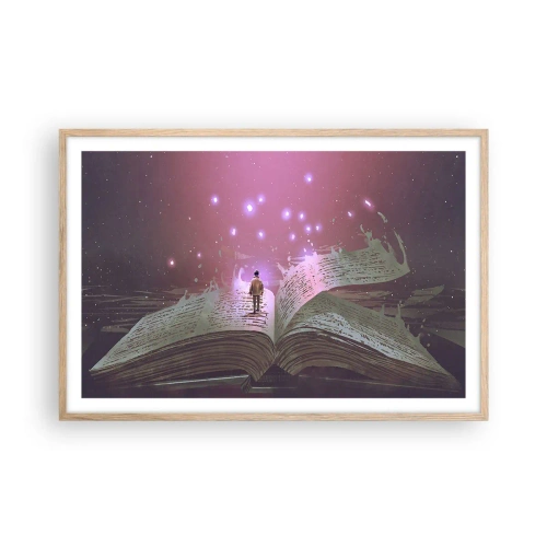 Plakát v rámu světlý dub - Pozvánka do jiného světa - přečti si to! - 91x61 cm