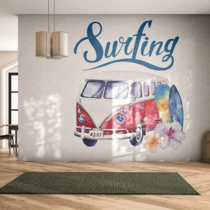 Fototapeta Premium Sand - Okurka - klasika pro surfaře - Vintage autobus, Cestování, Surf - 250x175 cm