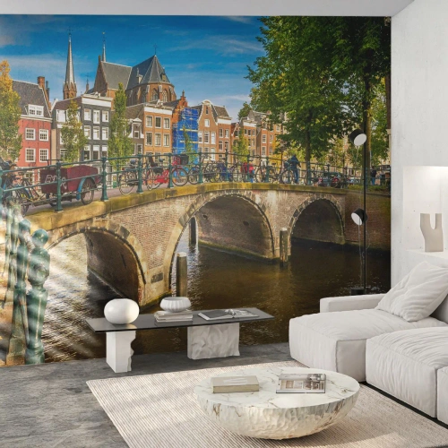 Fototapeta Premium Sand - Jaro u kanálu - Město, Amsterdam, Architektura - 200x140 cm
