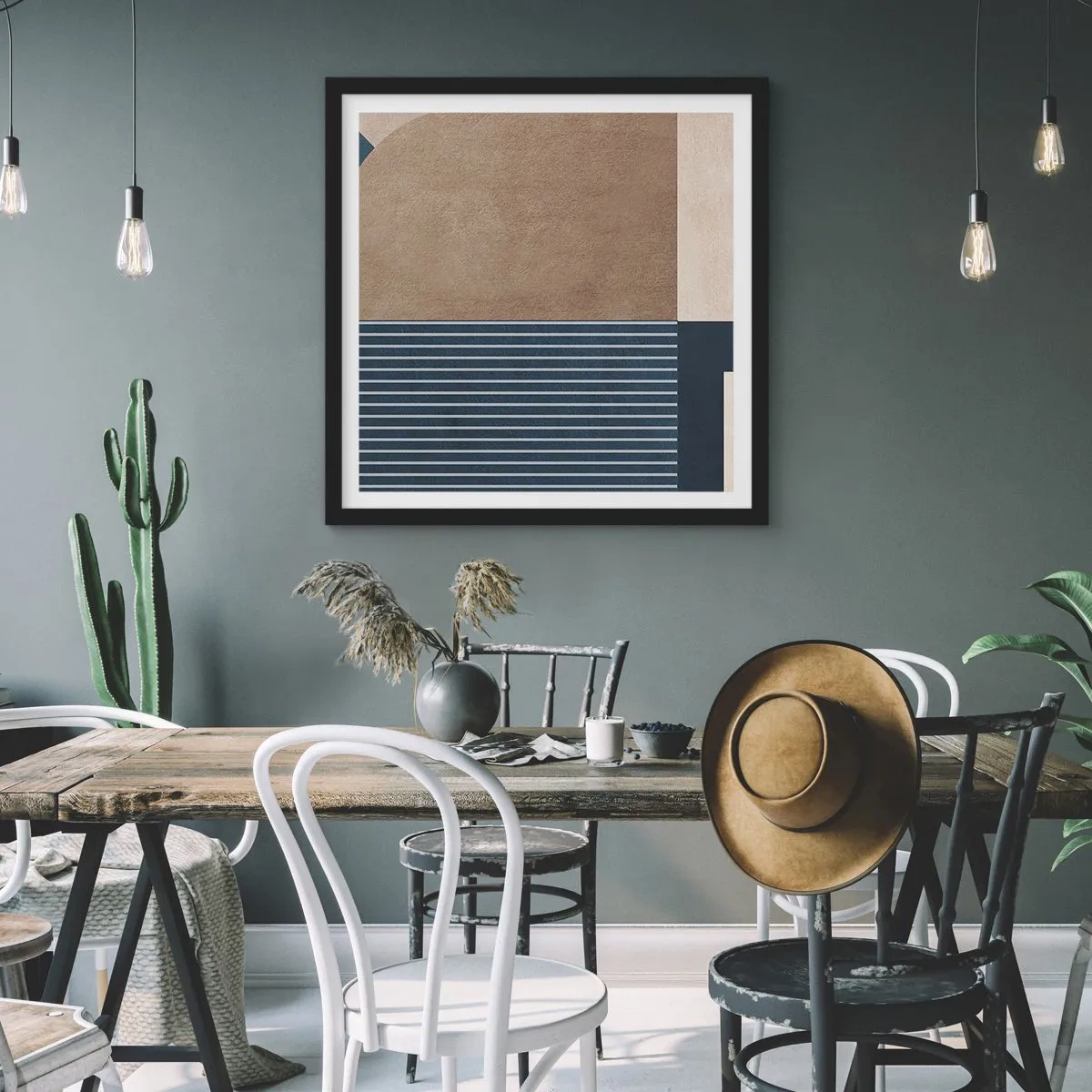 Plakát v černém rámu - Kompozice jednoduchosti a kulatosti - 50x50 cm