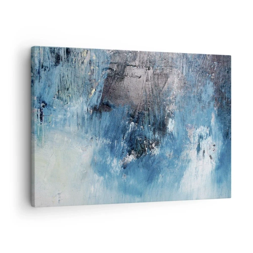 Obraz na plátně - Abstraktní tahy štětcem v odstínech modré - 70x50cm - Rapsodie v modrém - Moderní nástěnná dekorace do obývacího pokoje a ložnice ARTTOR