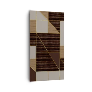Obraz na plátně - Mozaika hnědé a zlaté - 65x120 cm