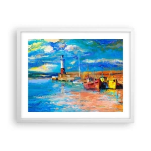 Plakát v bílém rámu - Odpoledne v duhové zátoce - 50x40 cm