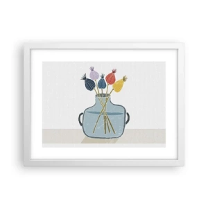 Plakát v bílém rámu - Makové květy - 40x30 cm