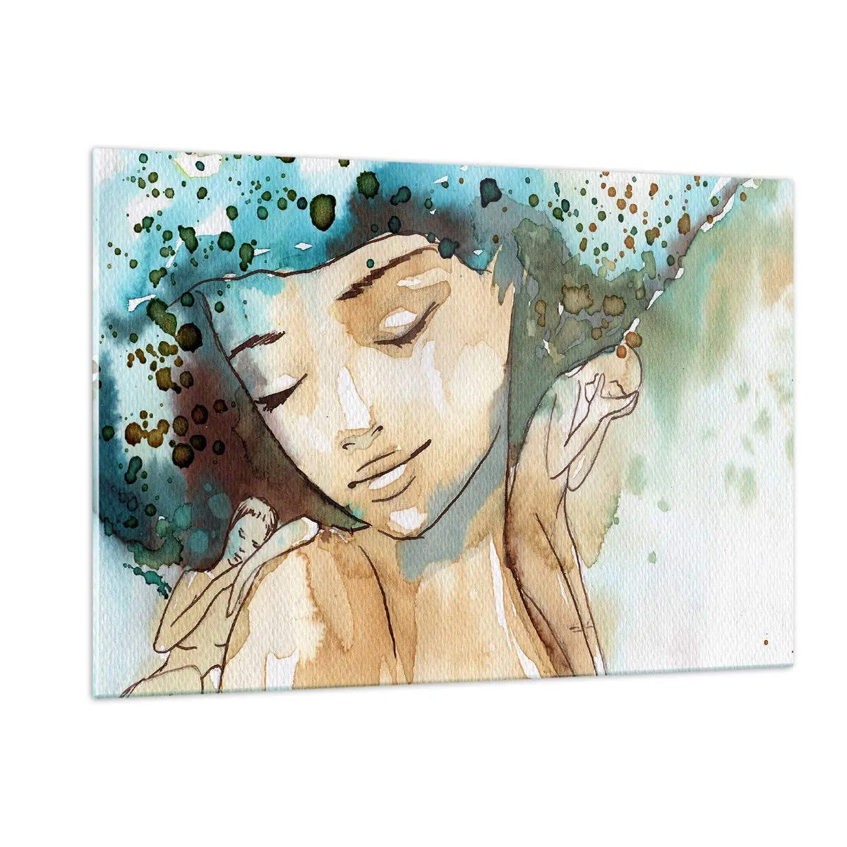 Obraz na skle - Lady in blue - 120x80 cm