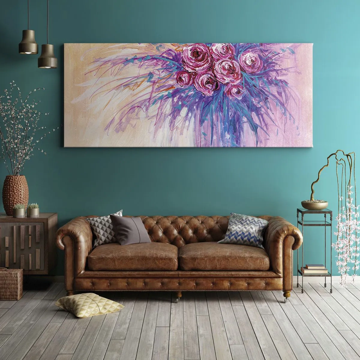 Obraz na plátně - Růžová fontána - 160x50 cm
