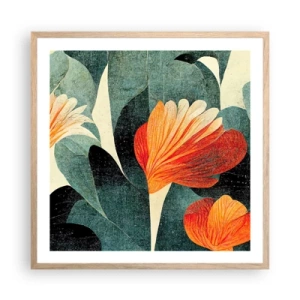 Plakát v rámu světlý dub - Tropické horko a chlad zeleně - 60x60 cm