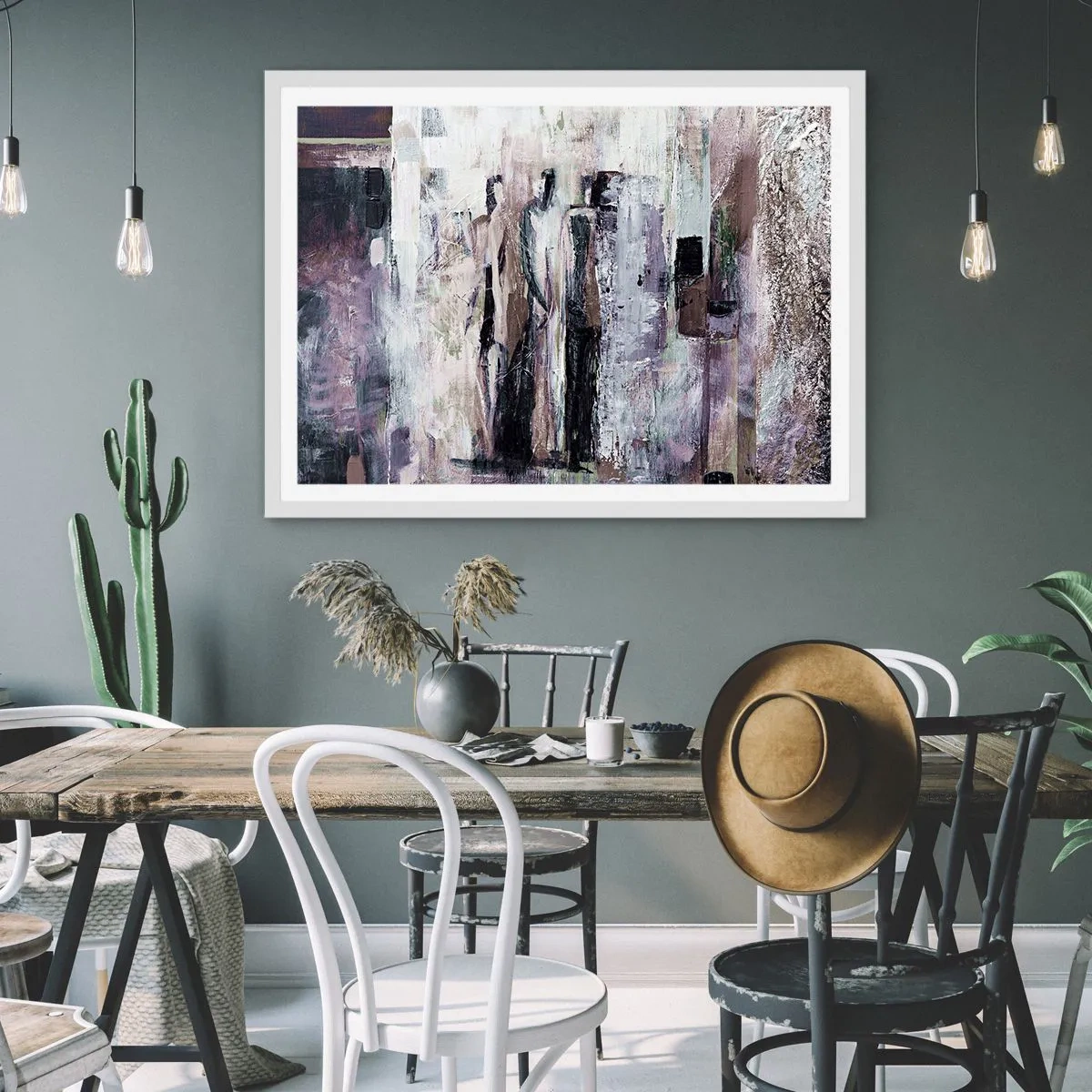 Plakát v bílém rámu - Tajemná trojice - 100x70 cm