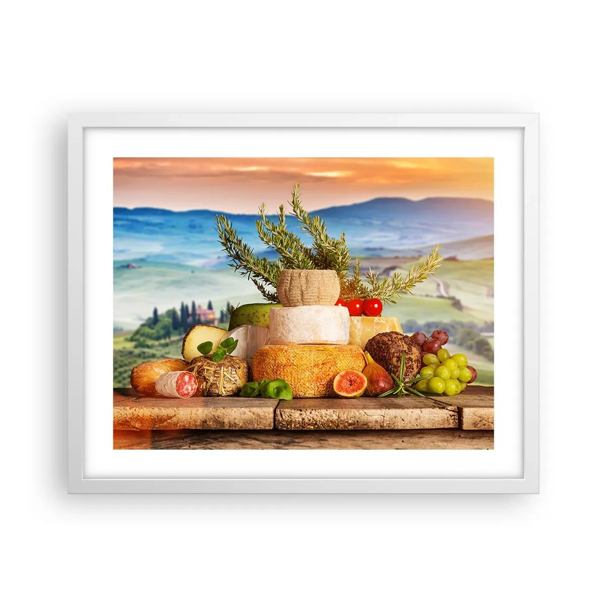 Plakát v bílém rámu - Italská radost ze života - 50x40 cm