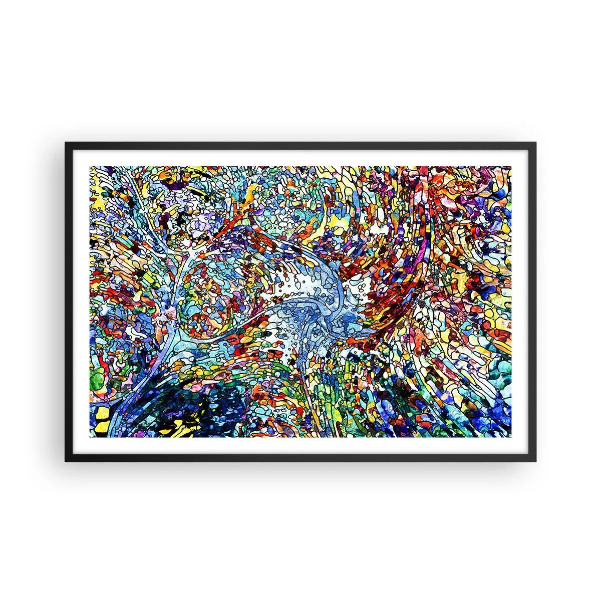 Plakát v černém rámu - Vitráž s kapkami - 91x61 cm