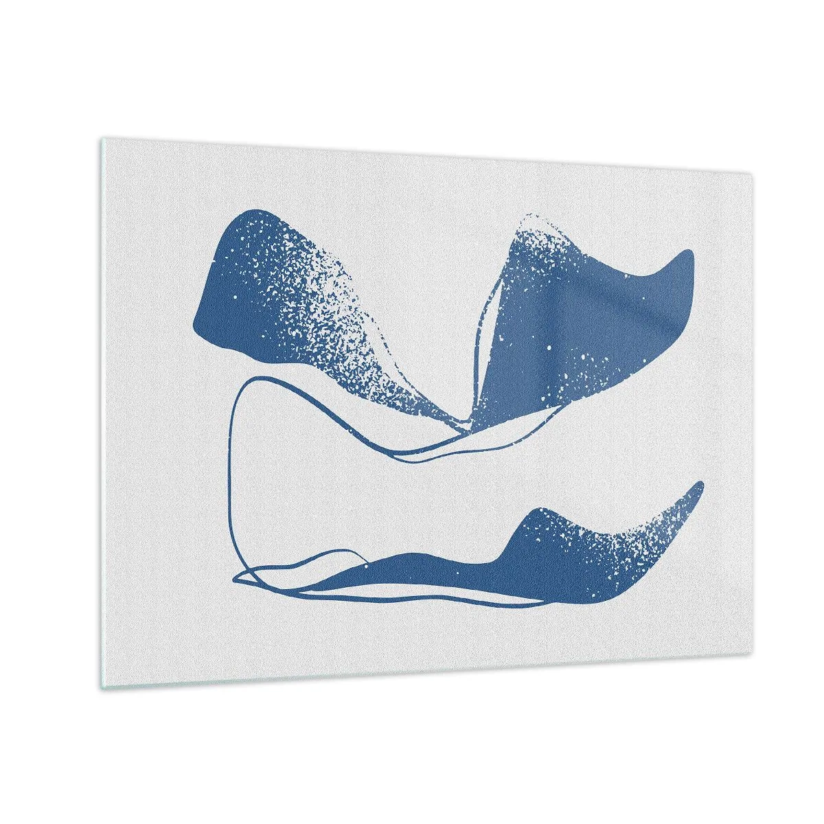 Obraz na skle - Tmavě modré abstraktní tvary připomínající křídla - 70x50cm - Okřídlená abstrakce - Moderní nástěnná dekorace do obývacího pokoje a ložnice ARTTOR