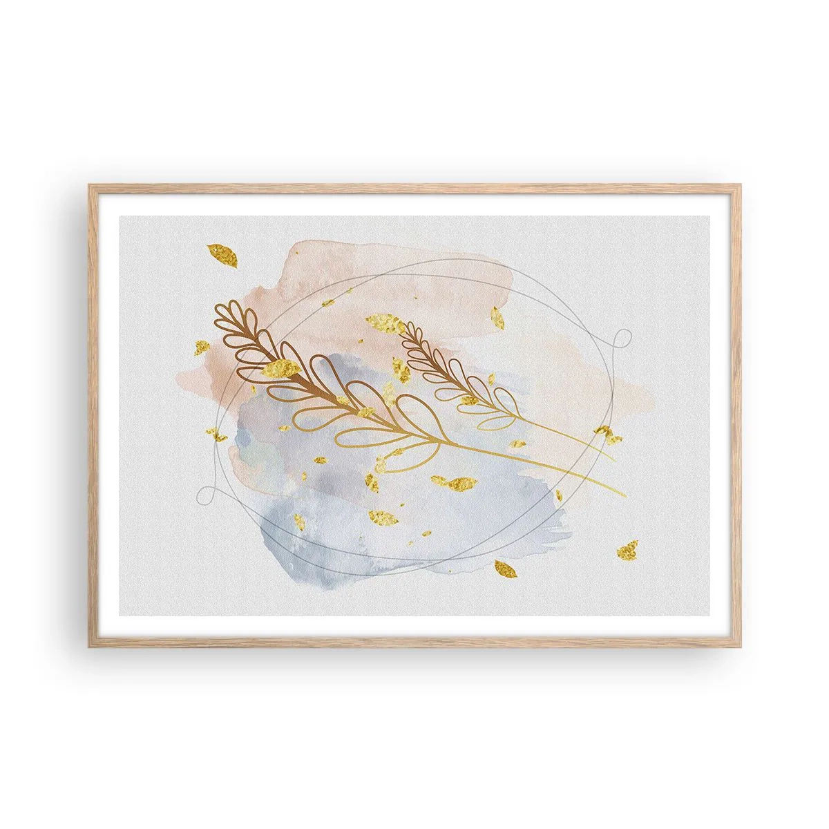 Plakát v rámu světlý dub - Zlatý závan - 100x70 cm