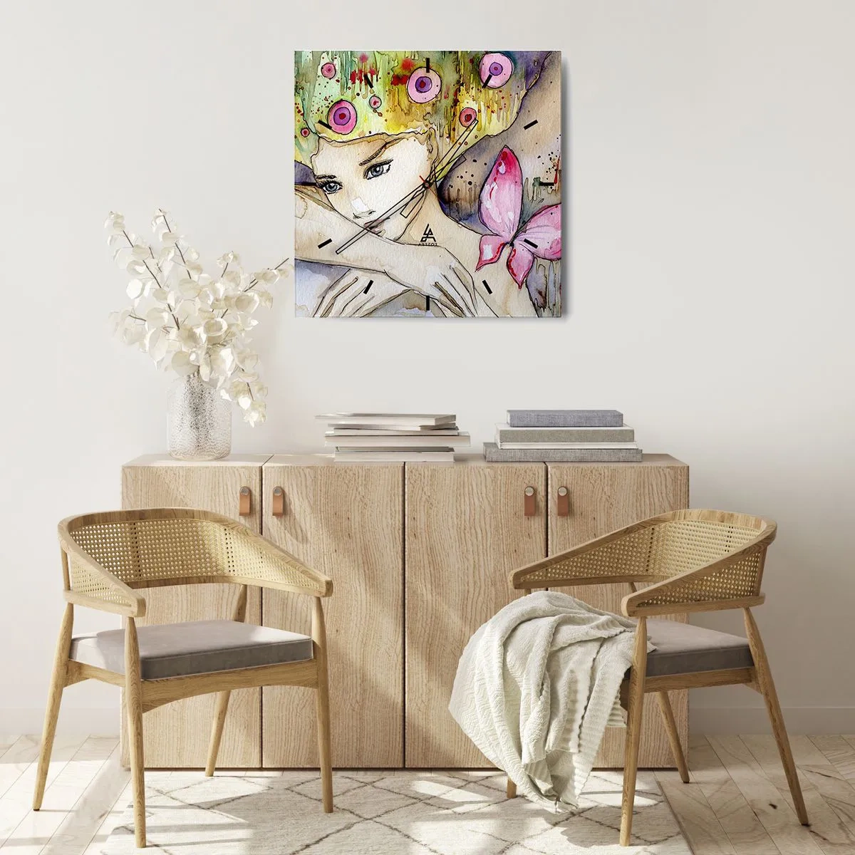 Nástěnné hodiny - Motýlí princezna - 40x40 cm