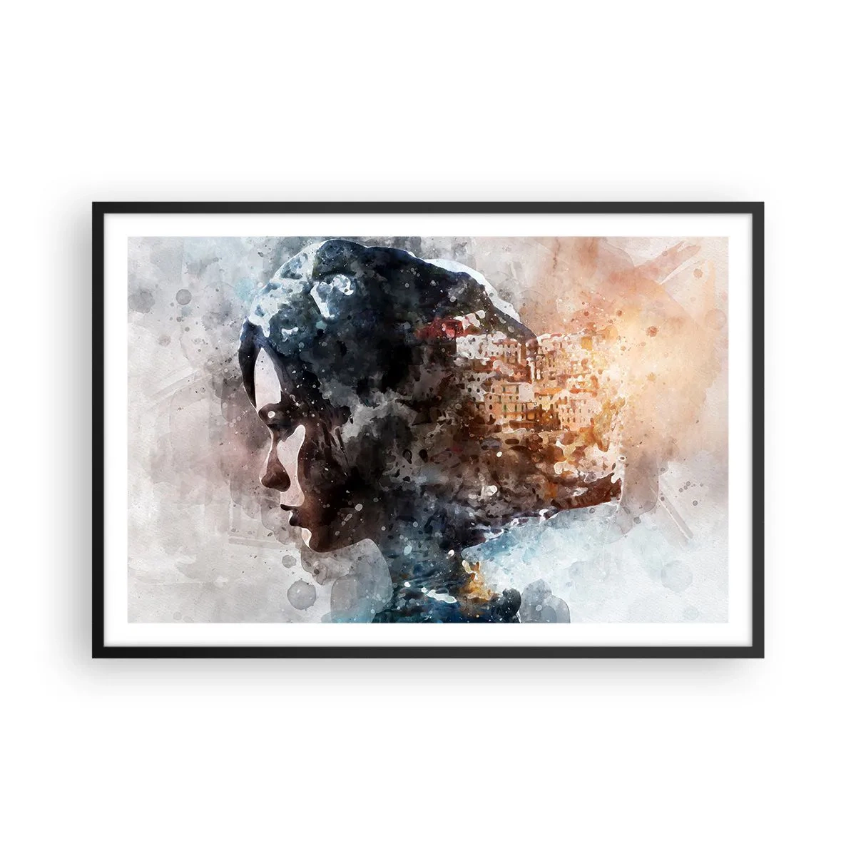 Plakát v černém rámu - Příběh o dívce s městem v pozadí - 91x61 cm