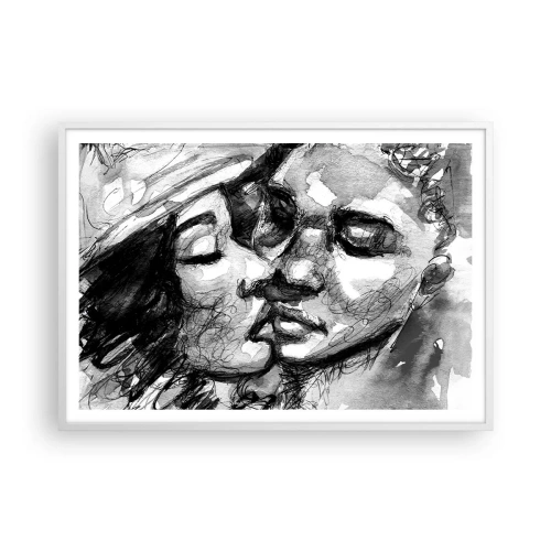 Plakát v bílém rámu - Něžný okamžik - 100x70 cm