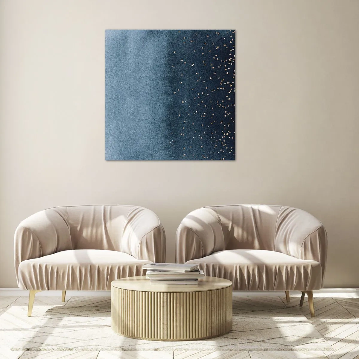 Obraz na skle - Kompozice – modré fáze - 40x40 cm