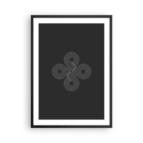 Plakát v černém rámu - Geometrický symbol na černém pozadí - 50x70cm - V keltském duchu - Moderní nástěnná dekorace do obývacího pokoje a ložnice ARTTOR