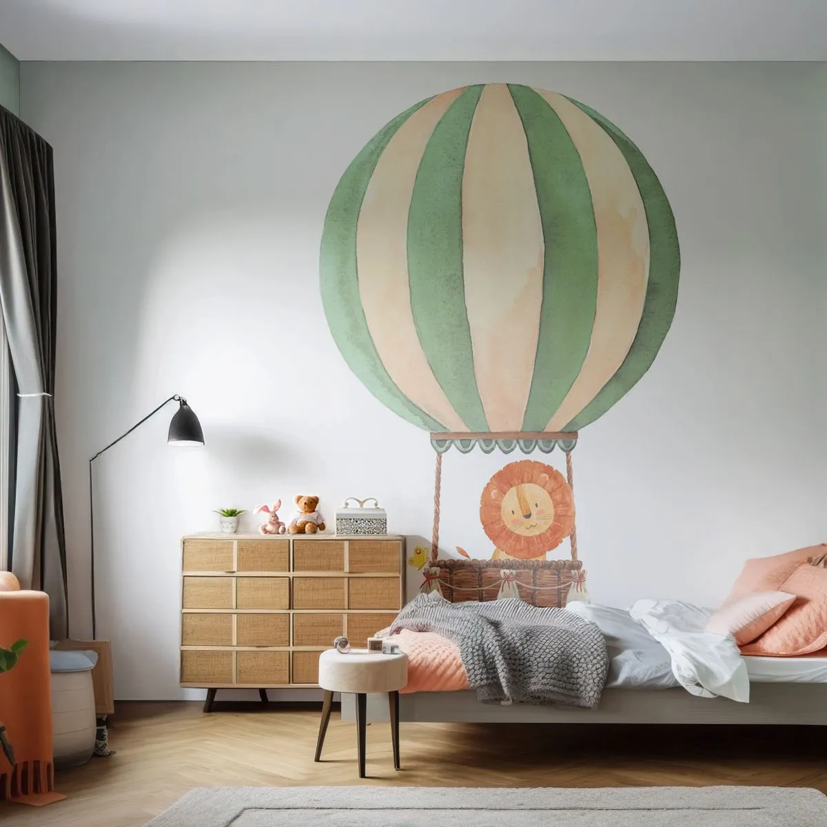 Fototapeta Premium Sand - Leonovy cesty - Balón, Lev, Dětské - 150x105 cm