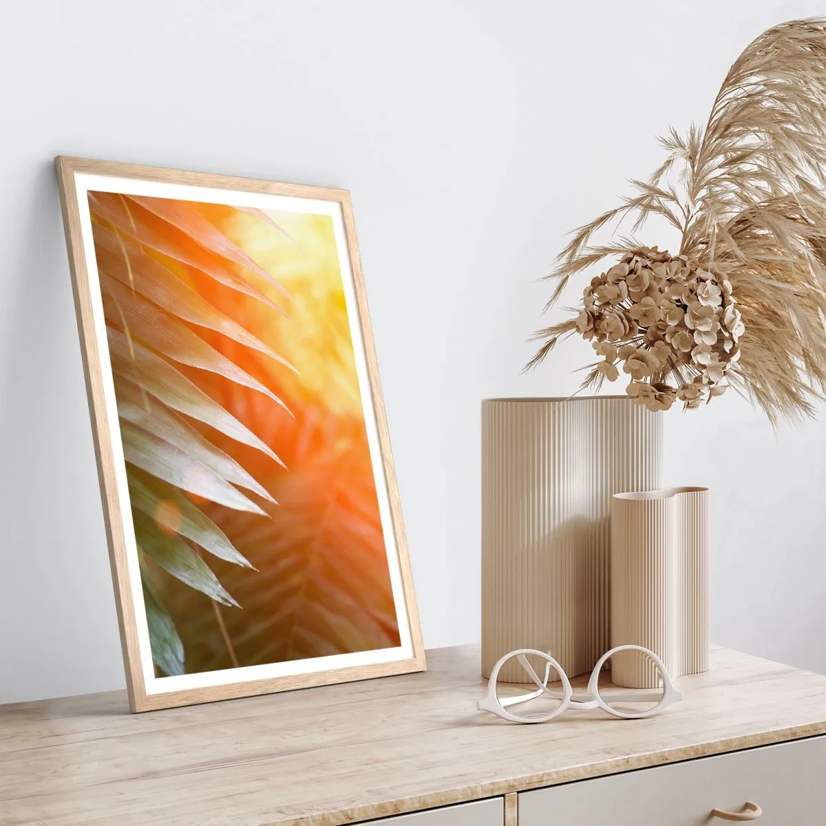 Plakát v rámu světlý dub - Ráno v džungli - 61x91 cm