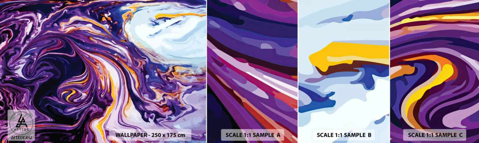 Fototapeta Vzorek Standard Eco - Záhyb prostoru ve fialové - Abstrakce, Kus, Moderní vzor - 100x30 cm