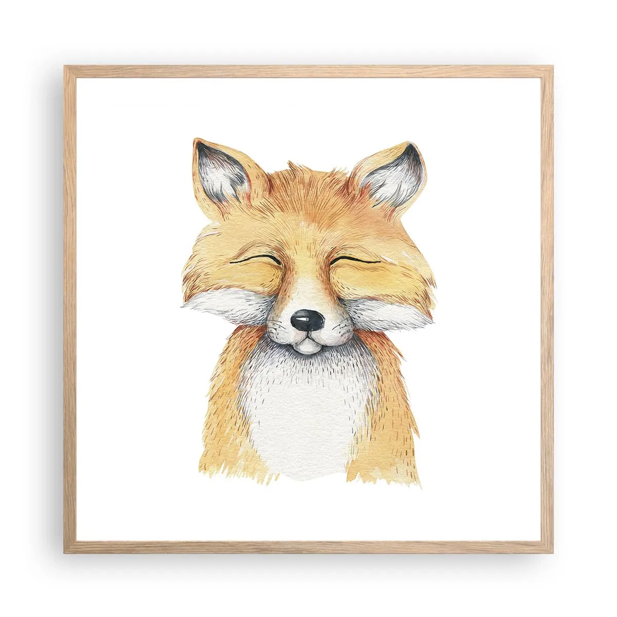 Plakát v rámu světlý dub - Liščí rozladěnost - 60x60 cm