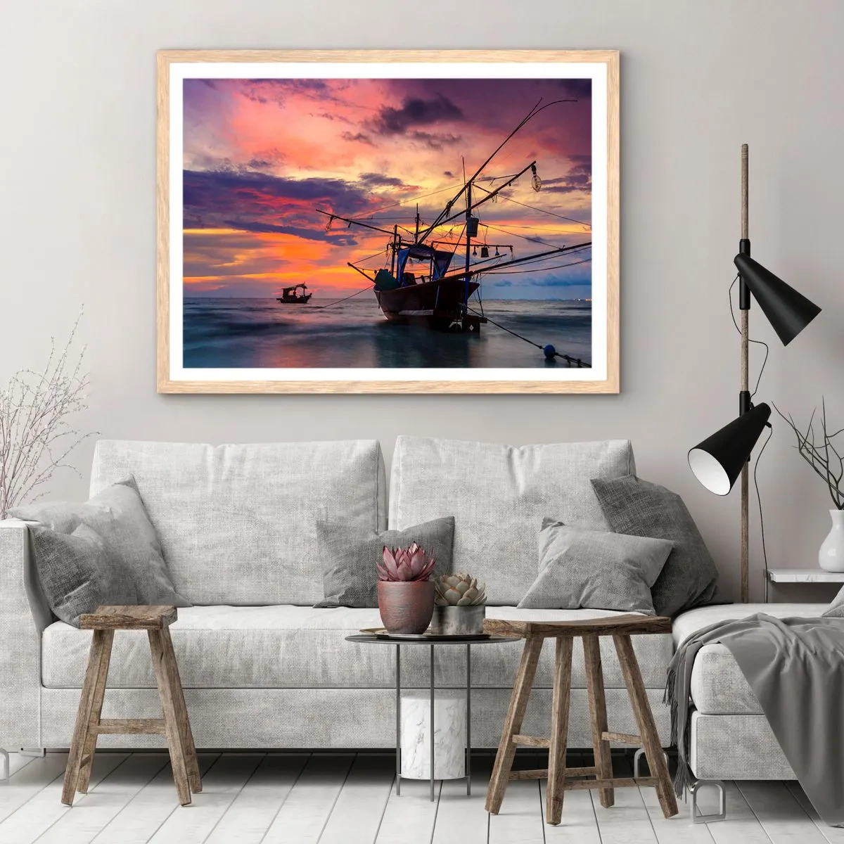 Plakát v rámu světlý dub - Exotický večer - 40x30 cm