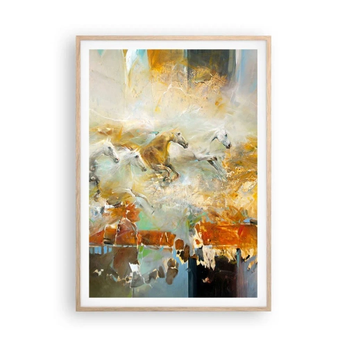 Plakát v rámu světlý dub - Cválá světlem - 70x100 cm