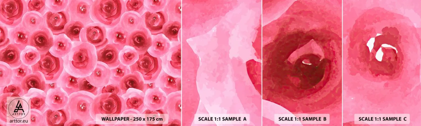 Vzor Fototapety Samolepicí Deluxe Sticker - Růže dole i nahoře - Květiny, Krása, Romantismus - 100x30 cm