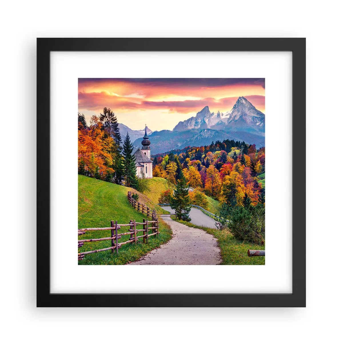 Plakát v černém rámu - Naprosto ideální krajina - 30x30 cm