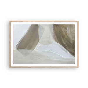 Plakát v rámu světlý dub - Vlna bílé - 91x61 cm