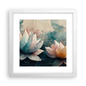 Plakát v bílém rámu - Hvězdy a jezero - 30x30 cm