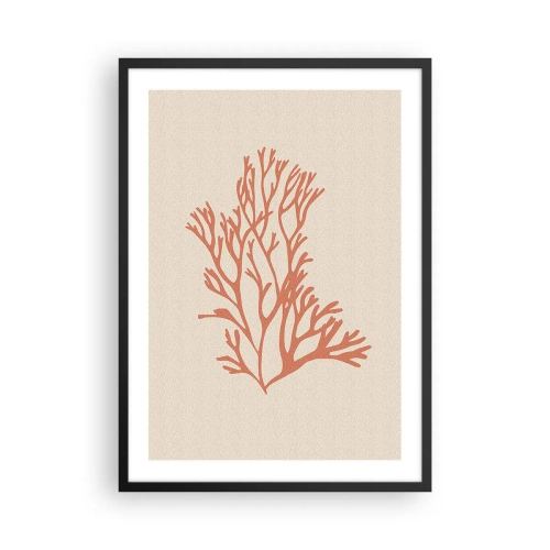 Plakát v černém rámu - Jemná ilustrace korálu na světlém pozadí - 50x70cm - Korálový filigrán - Moderní nástěnná dekorace do obývacího pokoje a ložnice ARTTOR