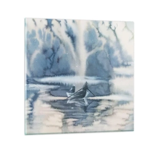 Obraz na skle - Rybáři ve svém ráji - 30x30 cm