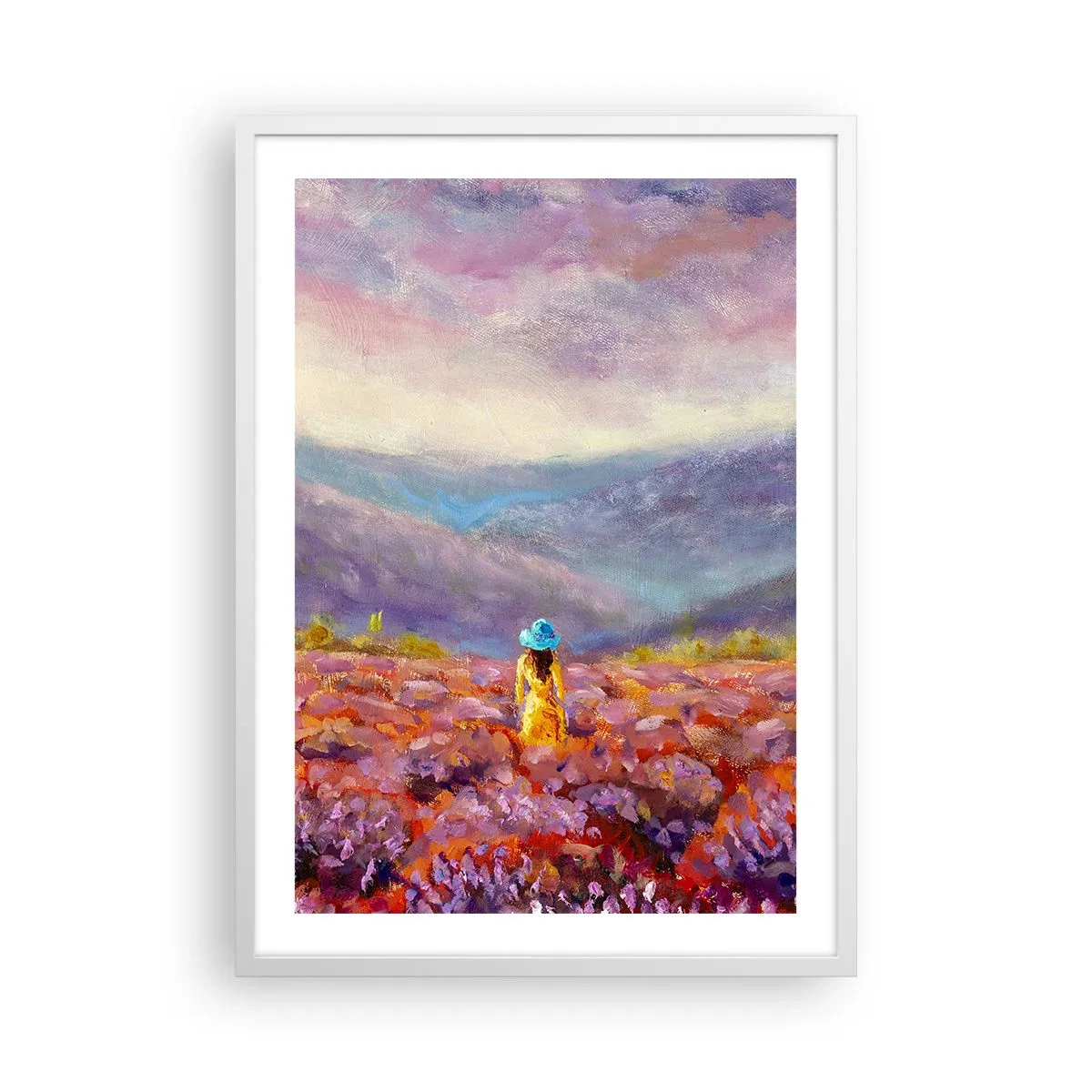 Plakát v bílém rámu - V levandulovém světě - 50x70 cm